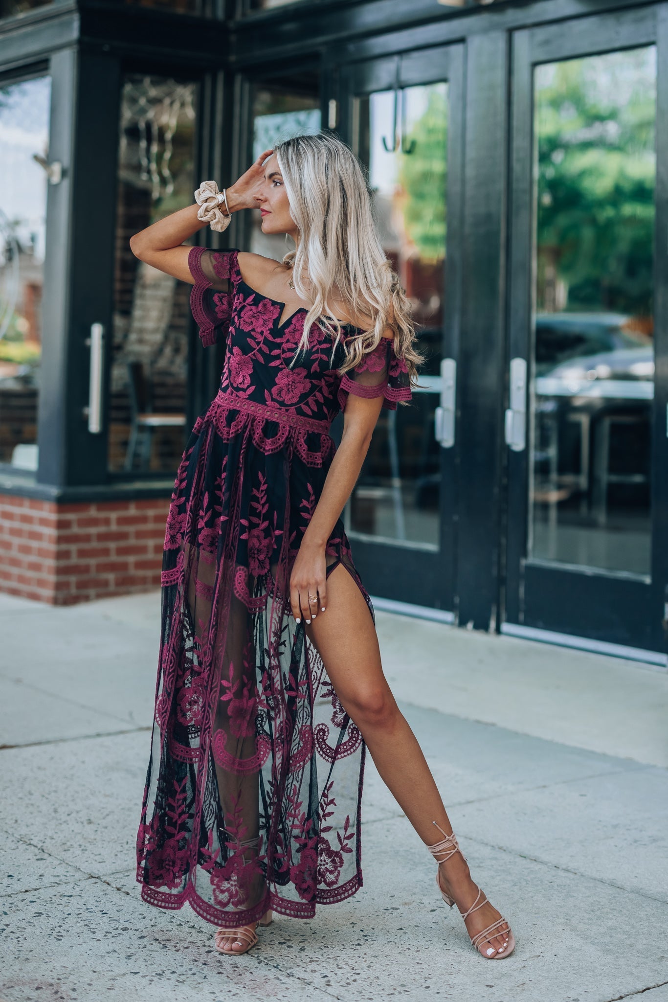 Canyon Lace Romper Dress (Black)