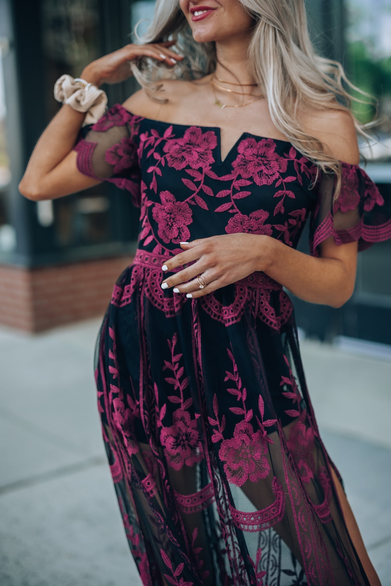 Canyon Lace Romper Dress (Black)