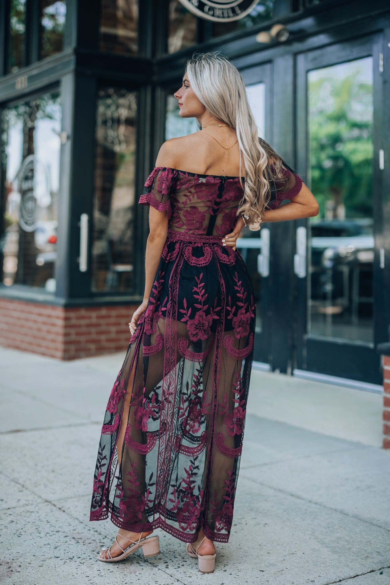 Canyon Lace Romper Dress (Black)