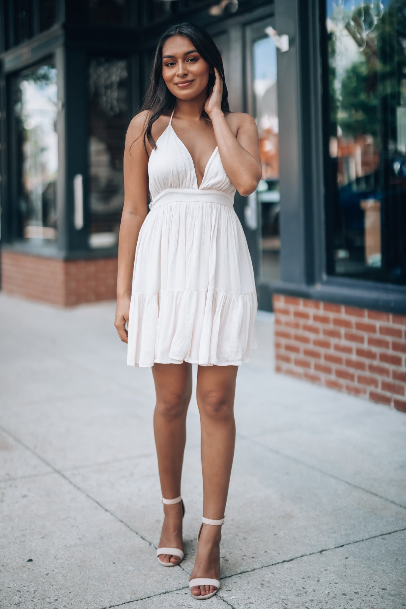 Ryan Halter Mini Dress (Oatmeal)