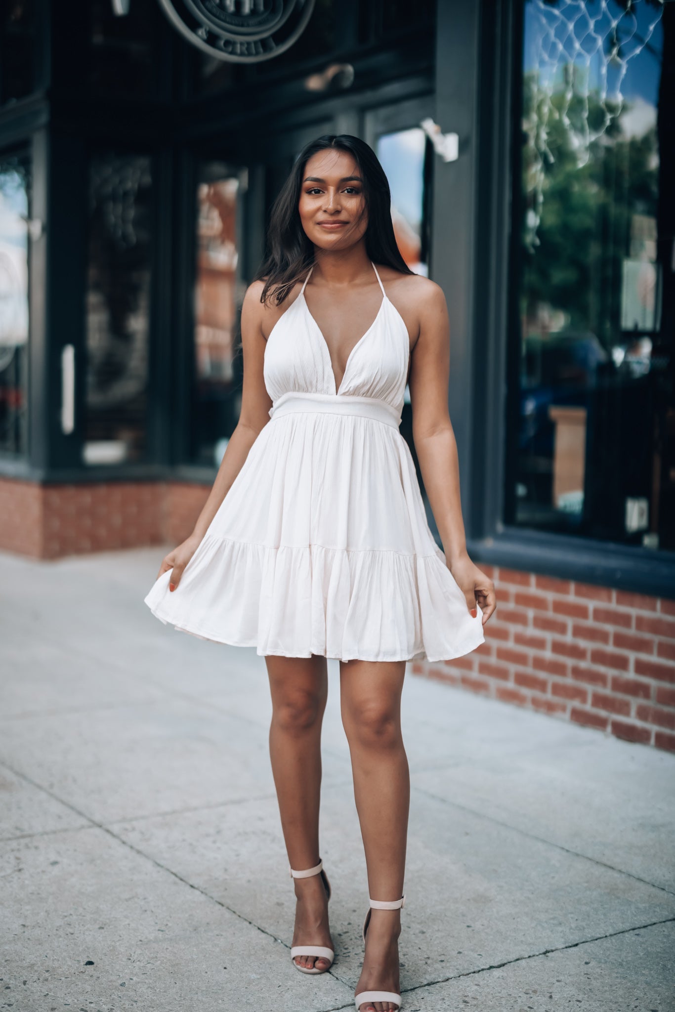 Ryan Halter Mini Dress (Oatmeal)