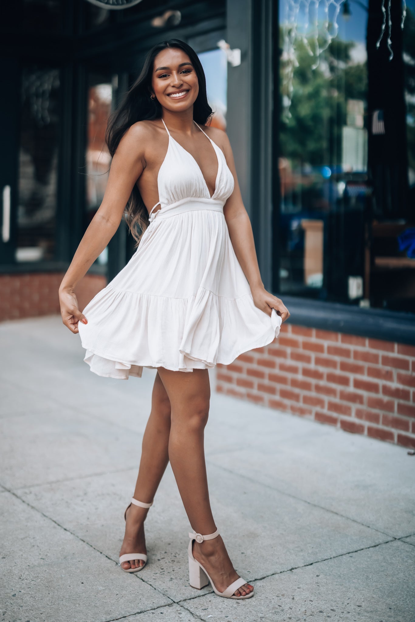 Ryan Halter Mini Dress (Oatmeal)