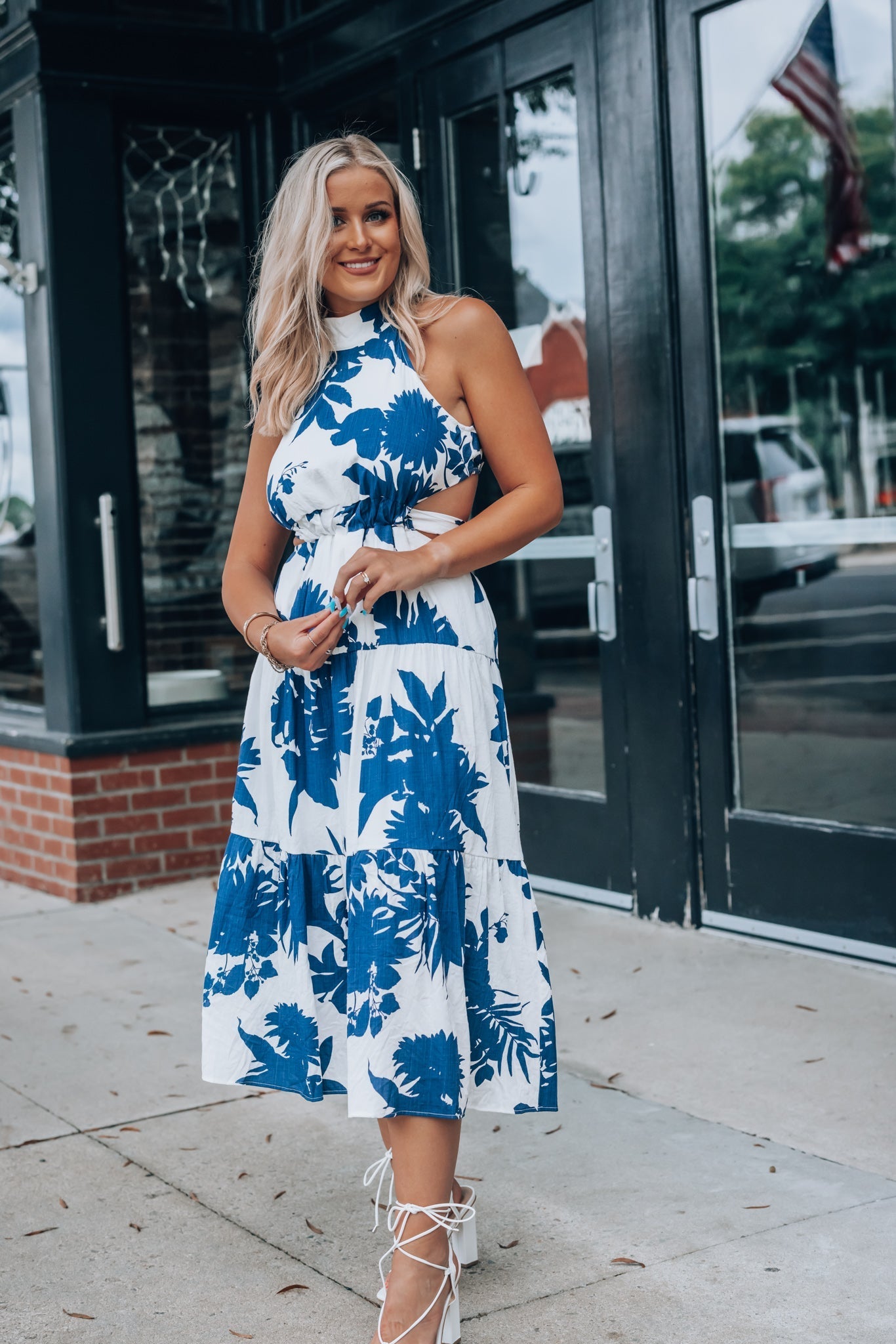 Sunsational Cutout Midi Dress (Navy)