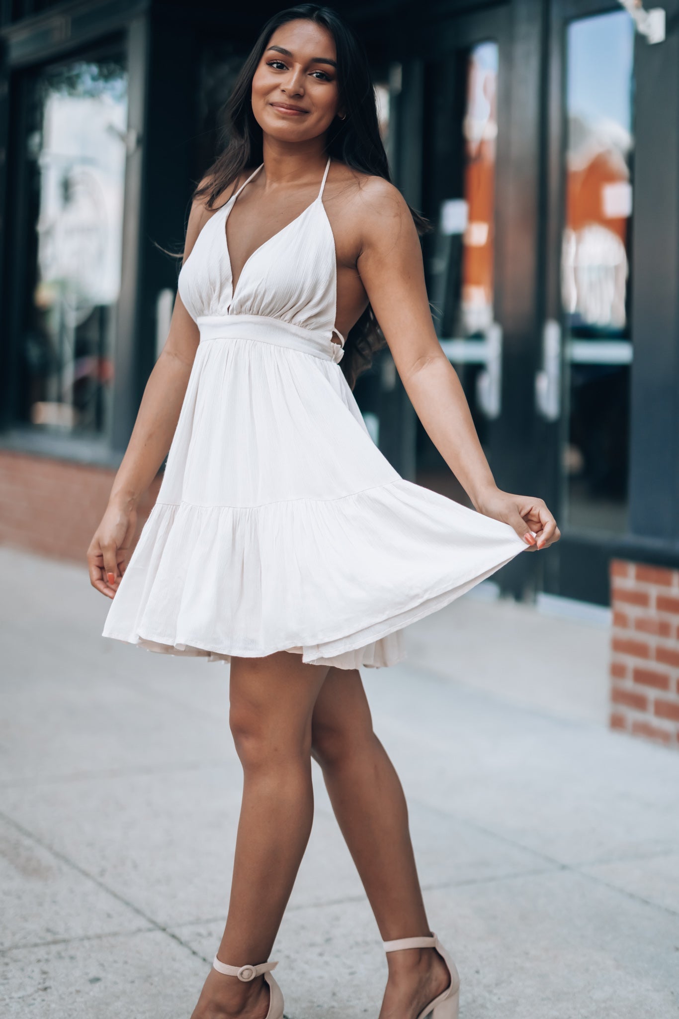 Ryan Halter Mini Dress (Oatmeal)