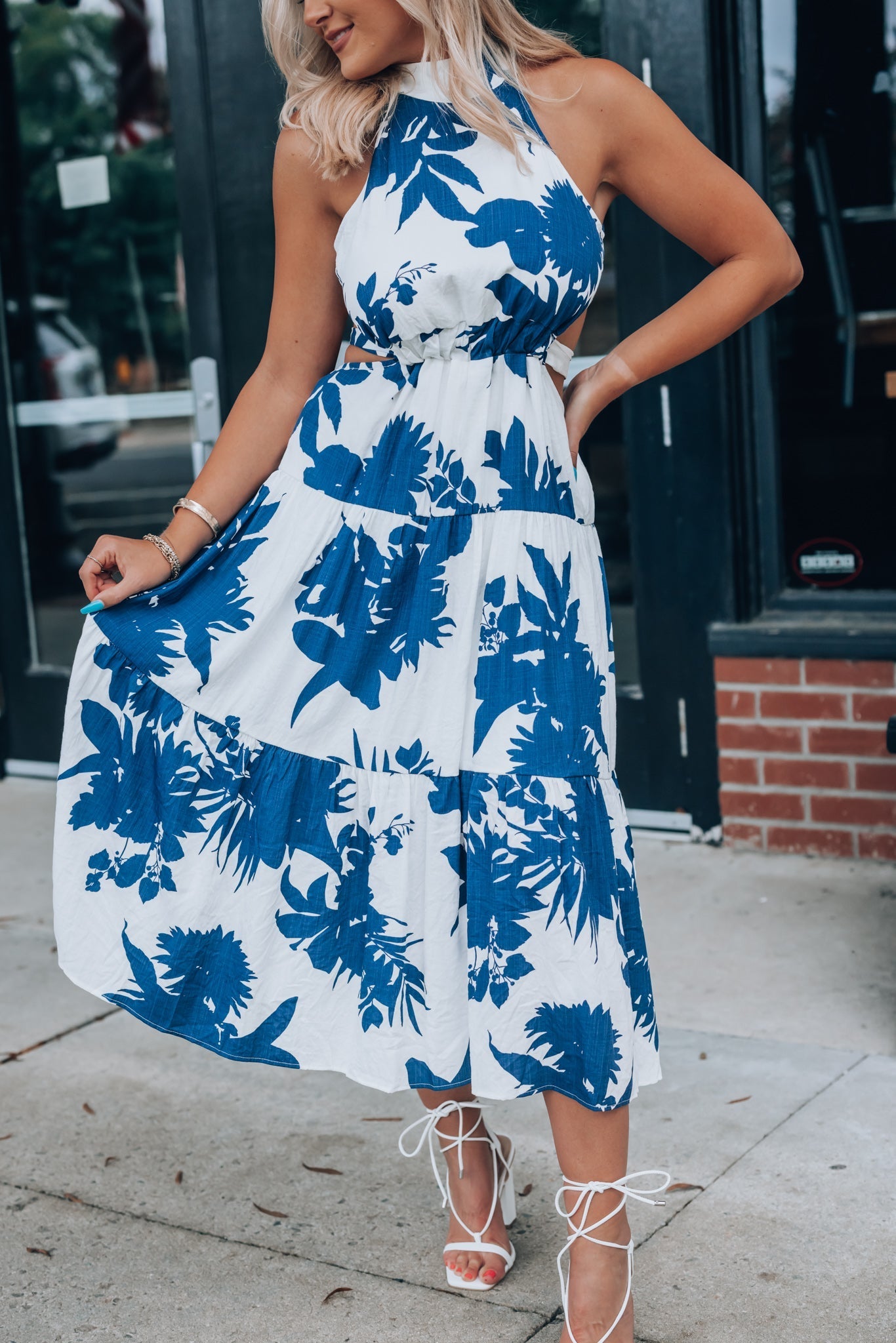 Sunsational Cutout Midi Dress (Navy)