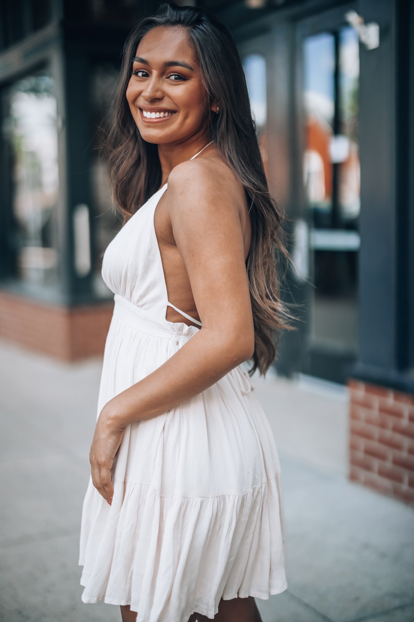 Ryan Halter Mini Dress (Oatmeal)