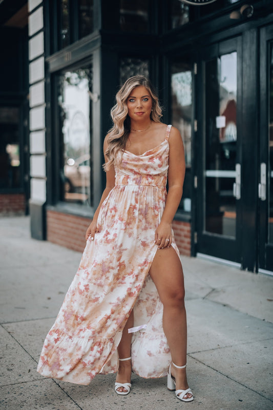 Dragonfly Cowl Neck Maxi Dress