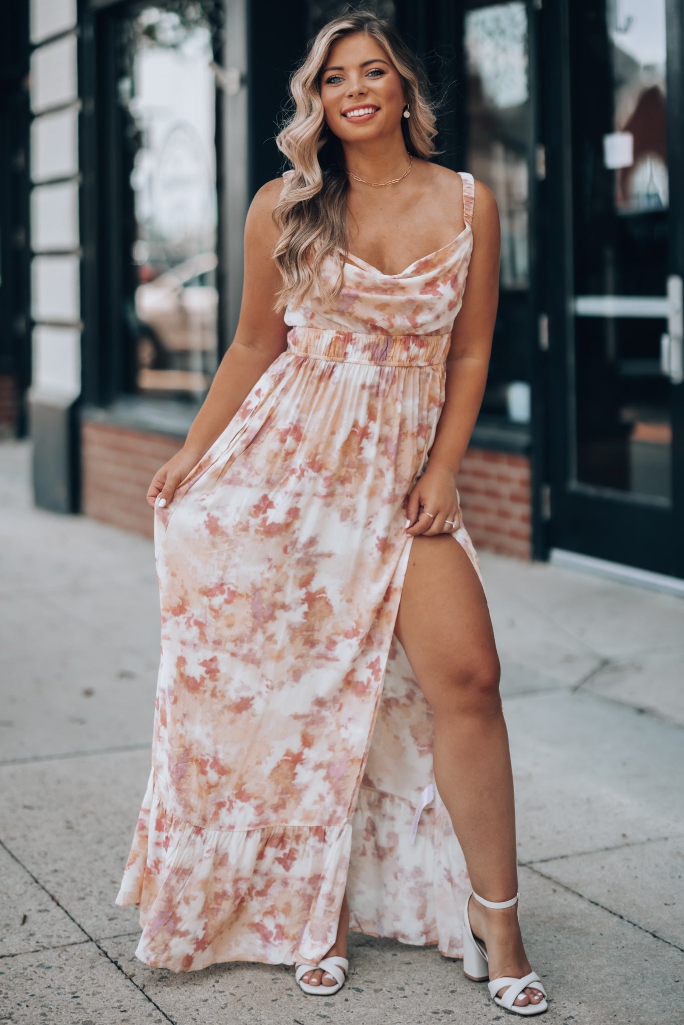 Dragonfly Cowl Neck Maxi Dress