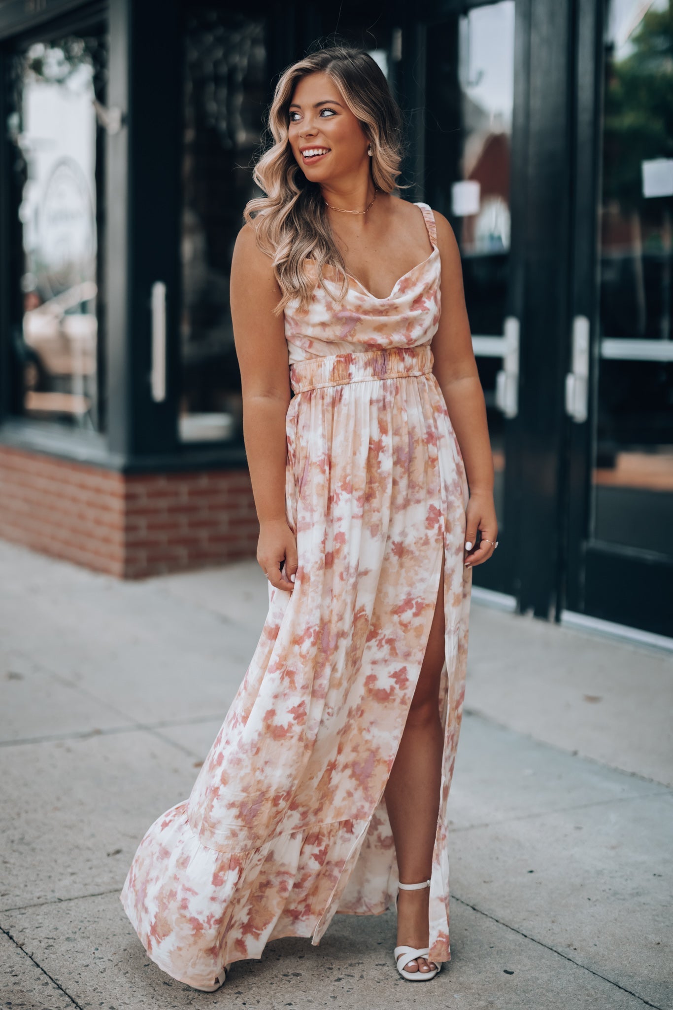 Dragonfly Cowl Neck Maxi Dress