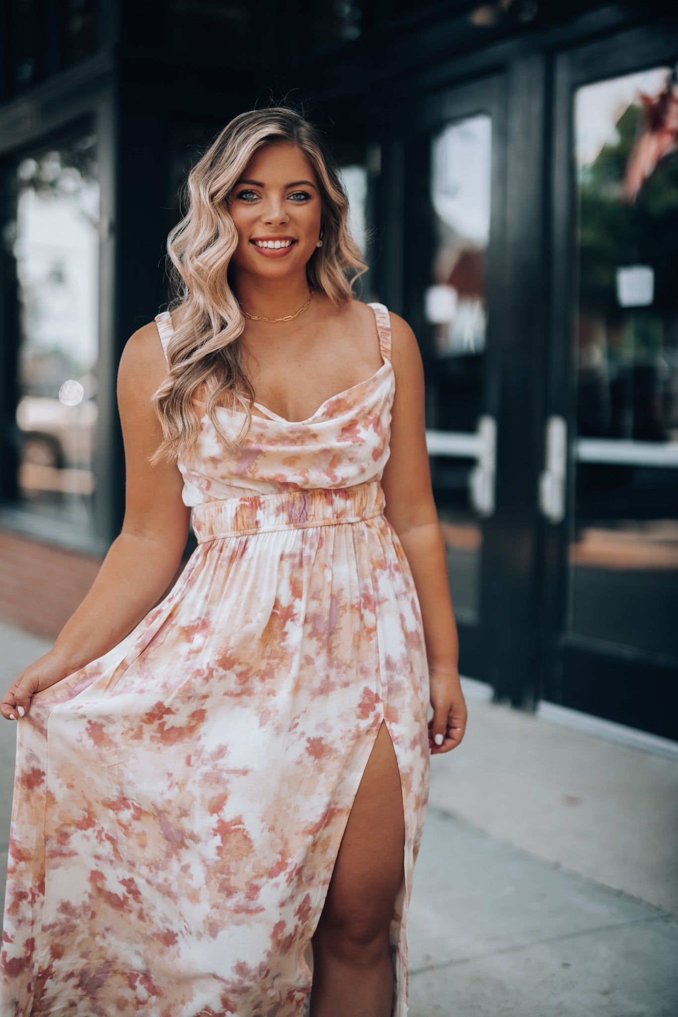 Dragonfly Cowl Neck Maxi Dress