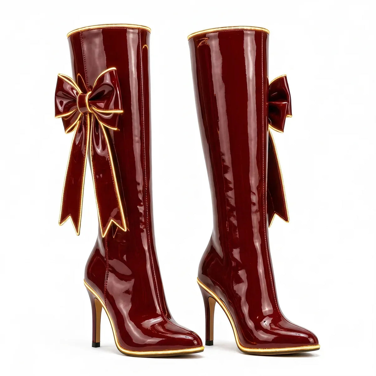 Mistle Glossy Holiday Boots | Stiletto or Block Heel