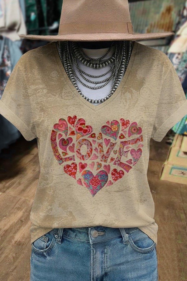 Heart Art Print Short Sleeve T-Shirt