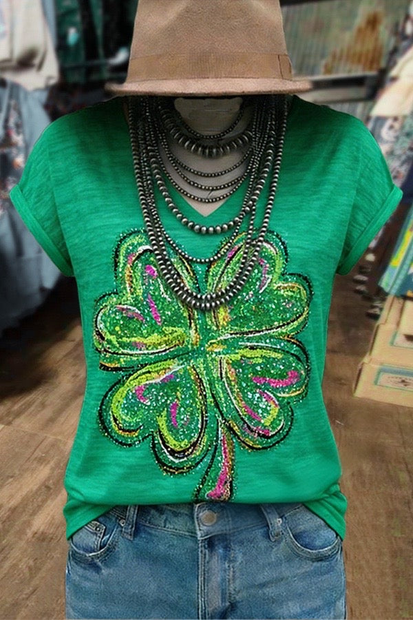 Green Sequin Shamrock T-Shirt