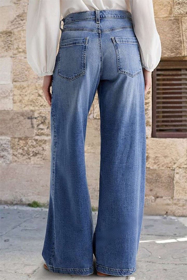 Wide-Leg Palazzo Denim Jeans