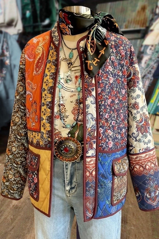 Bohemian Paisley and Floral Patchwork Quilted Jacket