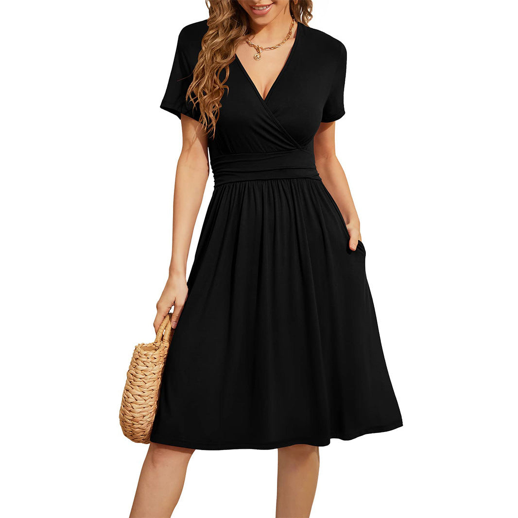 Boho Printed V-Neck Wrap Midi Dress