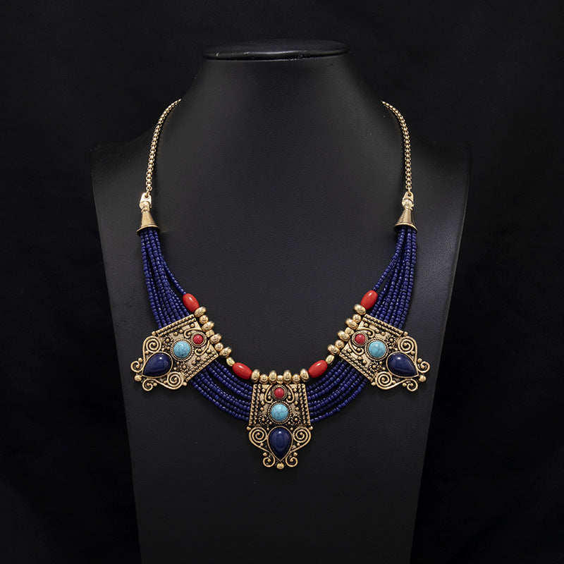 Boho Vintage Ethnic Multi-Layer Tassel Necklace | Niche Design Exotic Style Jewelry