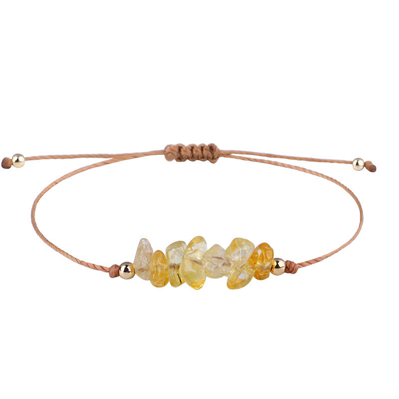 Boho Natural Irregular Stone Adjustable Braided Bracelet | Multi-Color Crystal Beaded Cord Bracelet