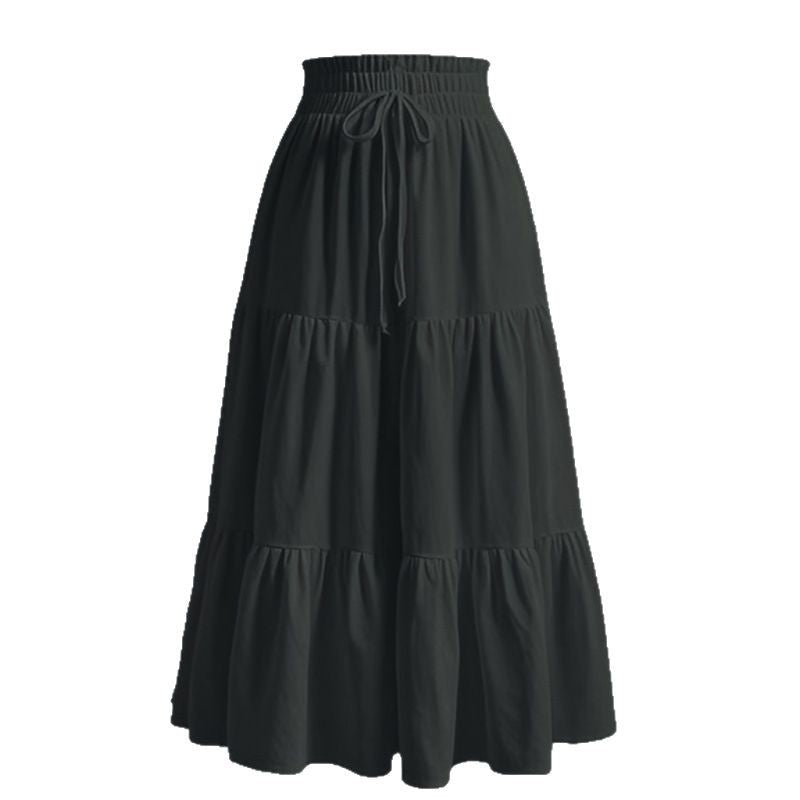 Boho Drawstring Tiered Maxi Skirt