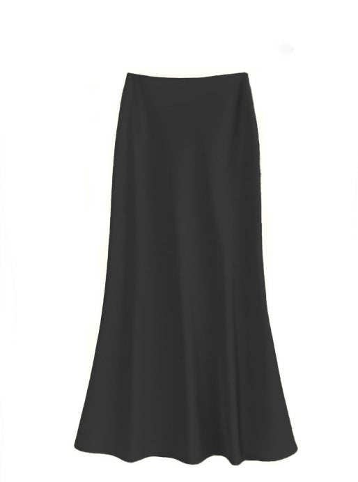 Bohemian Solid Color Satin High Waist Flowy Mermaid Maxi Skirt