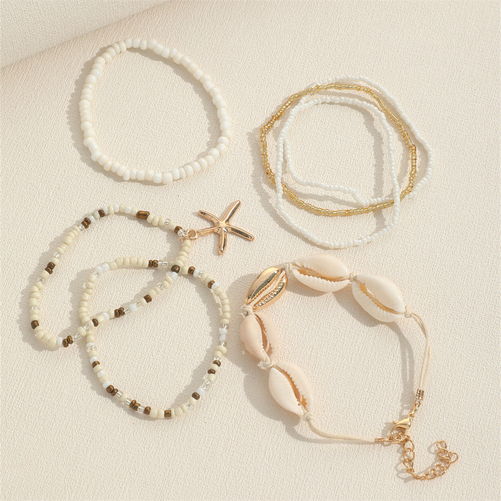 Boho Shell Starfish Beaded Multi-Layer Bracelet | Vacation Beach Unique Design Jewelry