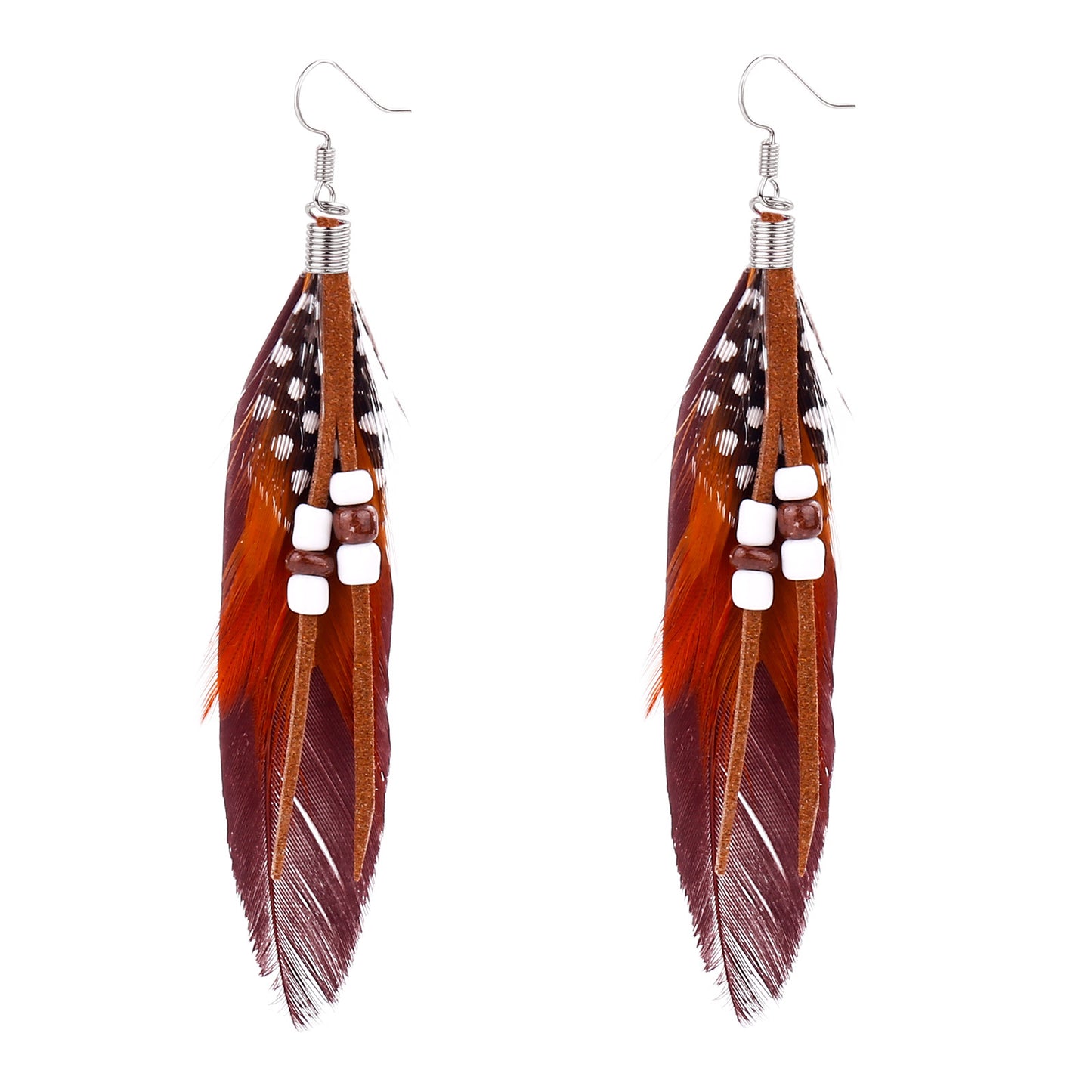 Boho Colorful Feather Beaded Tassel Earrings | Ethnic Style Unique Design Earrings