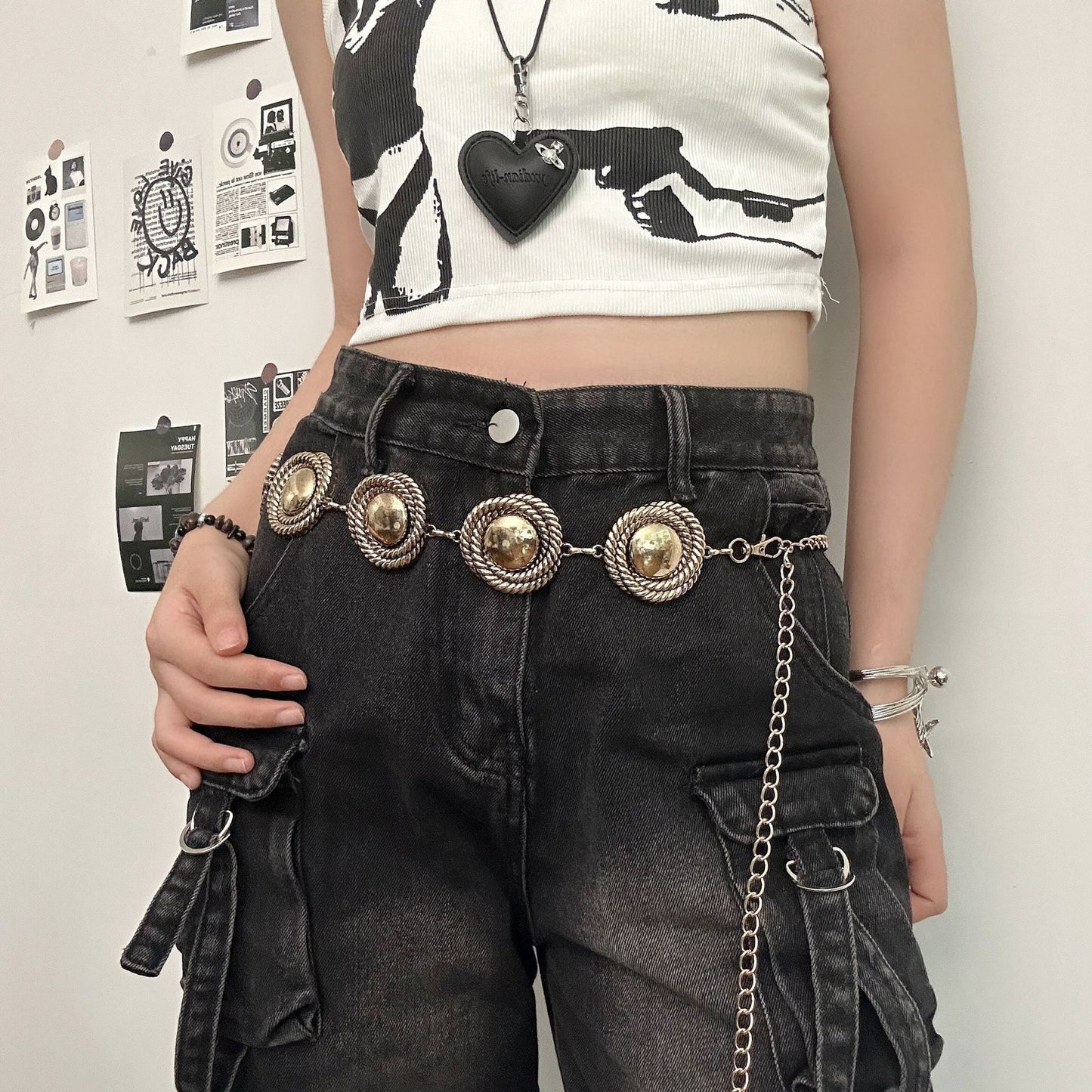 Geometric Round Metal Waist Chain | Niche Design Versatile Decorative Waist Accessory