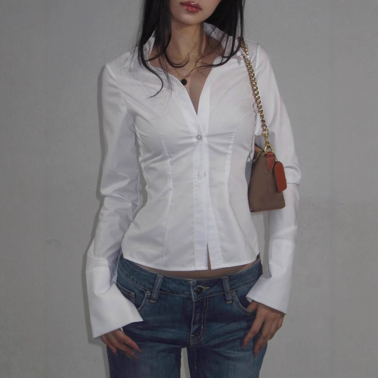 Bohemian Style Fitted Flare Sleeve Shirt