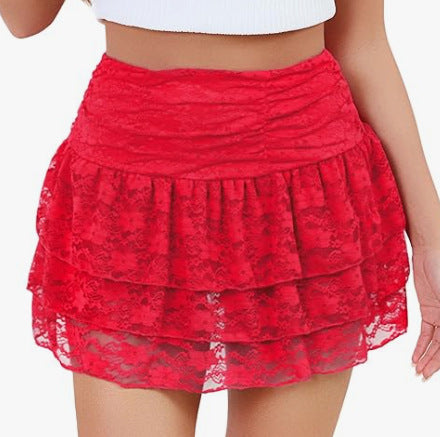 Boho High Waist Mesh Ruffle Mini Skirt