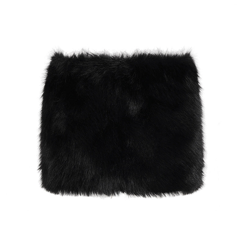 Boho Faux Fur Fluffy Mini Skirt
