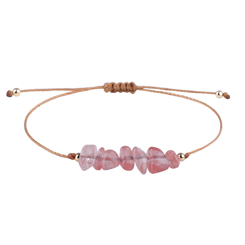 Boho Natural Irregular Stone Adjustable Braided Bracelet | Multi-Color Crystal Beaded Cord Bracelet