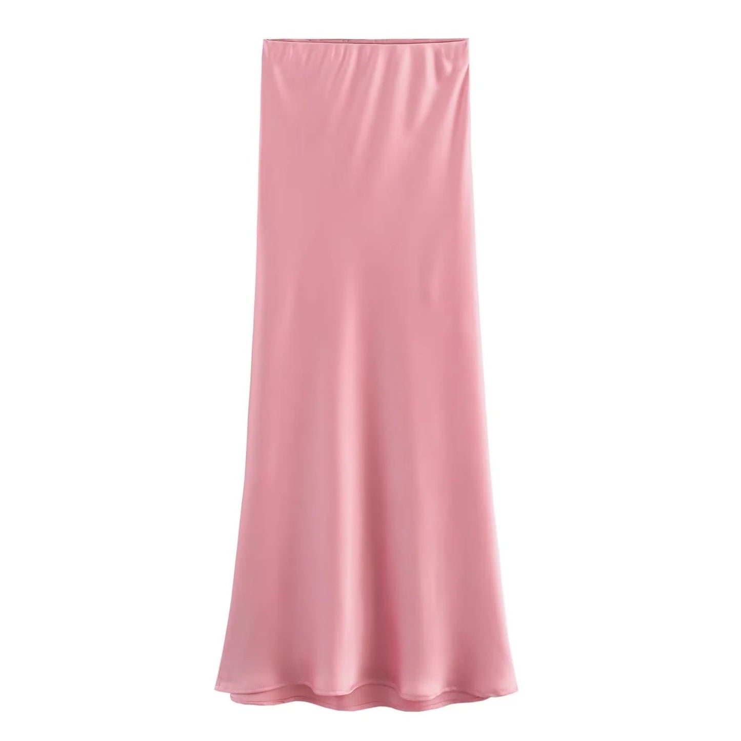 Bohemian Solid Color Satin High Waist Flowy Mermaid Maxi Skirt