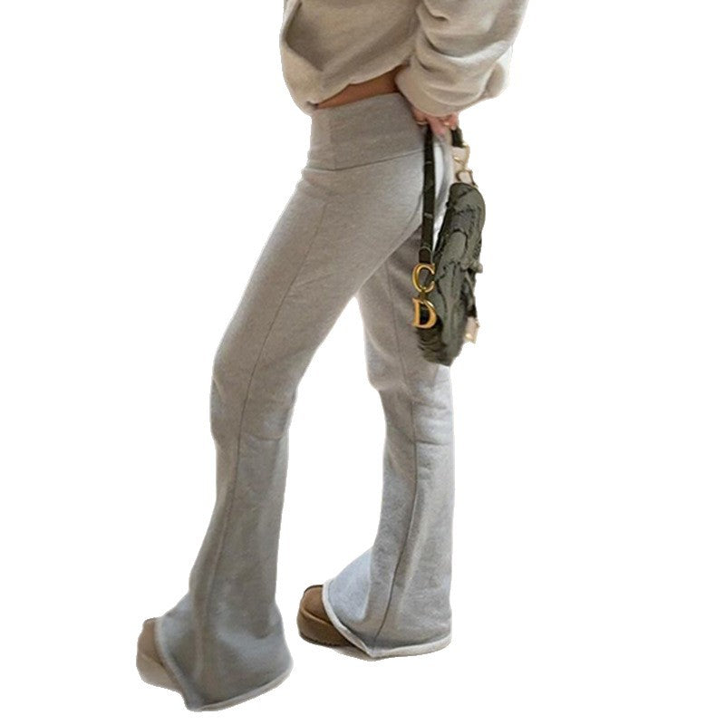 Low-Rise Foldover Waist Flared Sweatpants