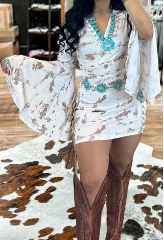Vintage Western Style Velvet Lace Waist-Cinching Flare Midi Dress | Retro Elegant Slimming Dress