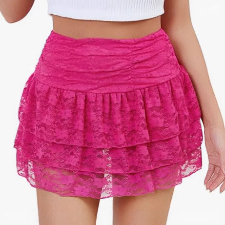 Boho High Waist Mesh Ruffle Mini Skirt