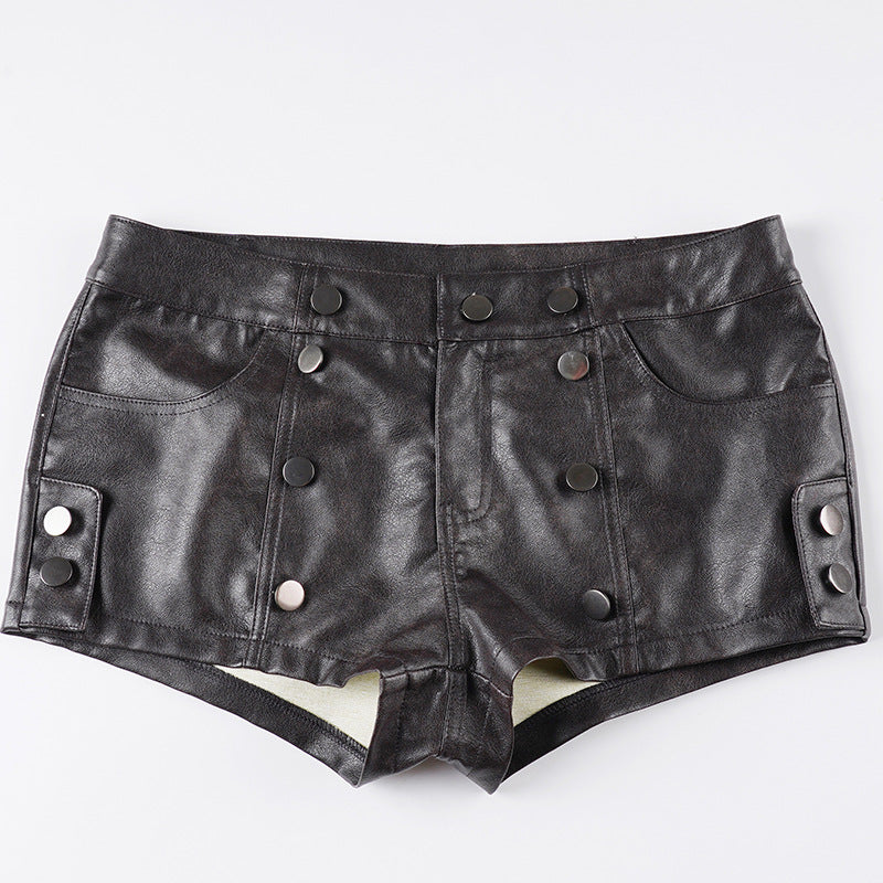 Boho Low-Rise Distressed Faux Leather Mini Shorts Collection