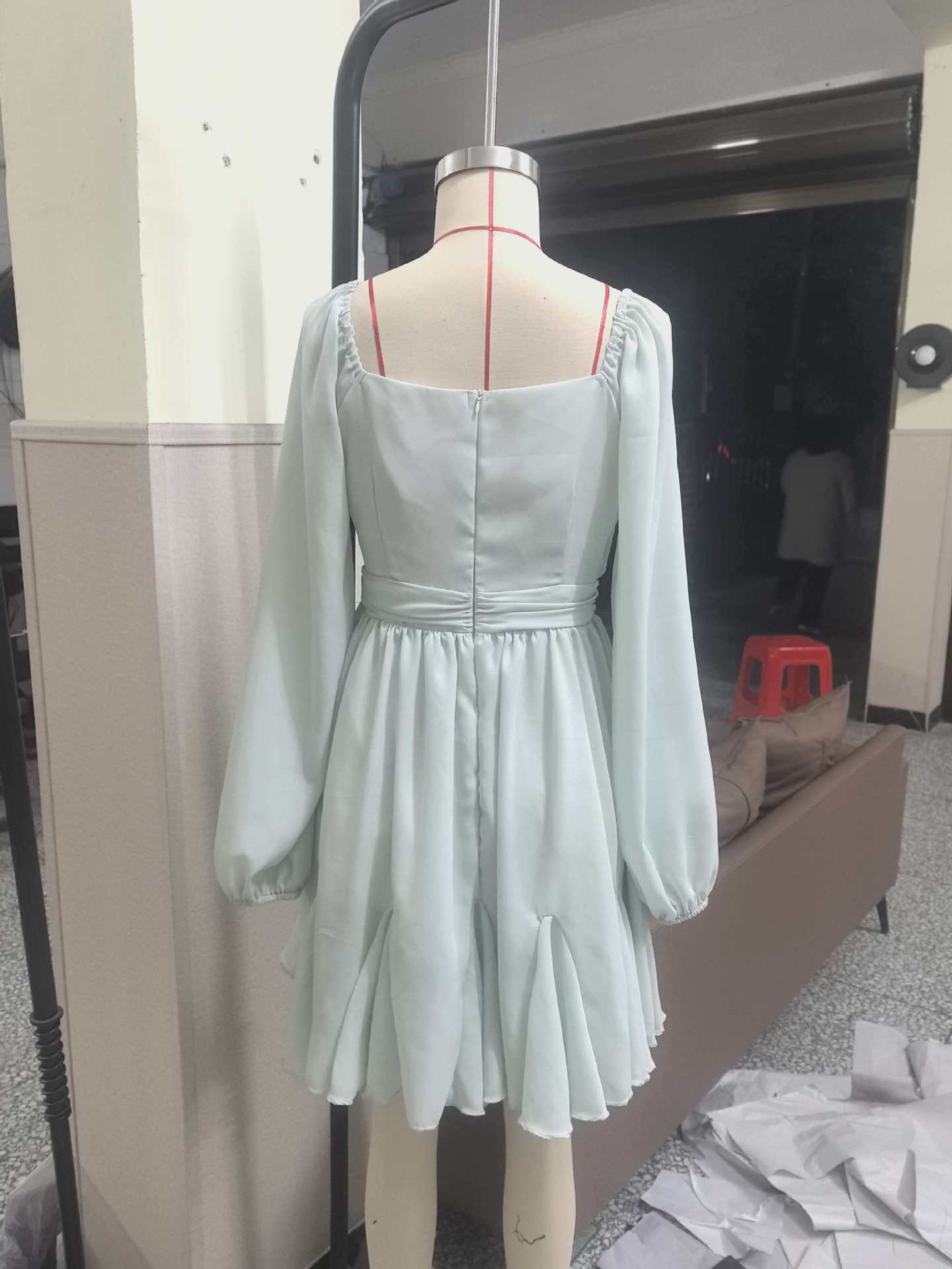 Vintage Western Style Off-the-Shoulder Cross Waist Ruffle Mini Dress | Y2K Slimming A-Line Dress