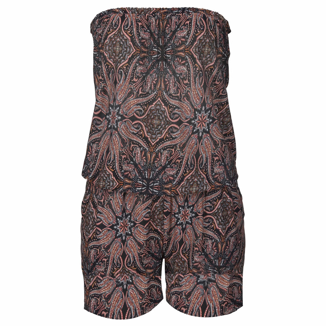 Boho Paisley Print Strapless Waistband Romper