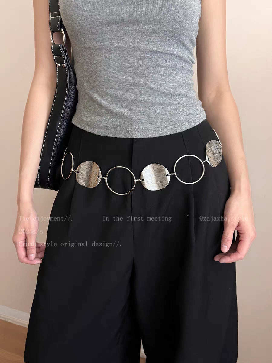 Geometric Round Metal Waist Chain | Niche Design Versatile Decorative Waist Accessory