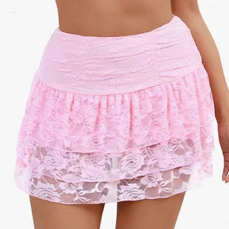 Boho High Waist Mesh Ruffle Mini Skirt