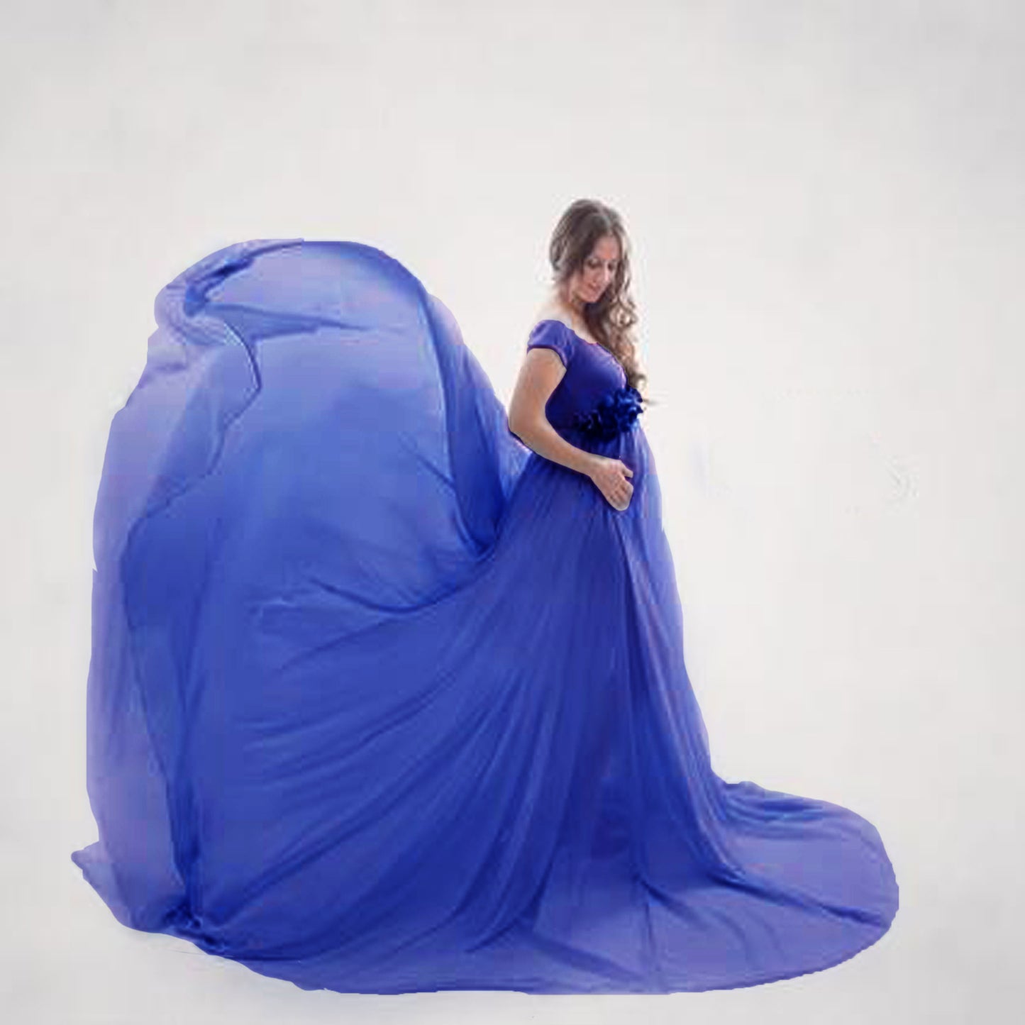 Boho Chiffon Train Maternity Photoshoot Gown