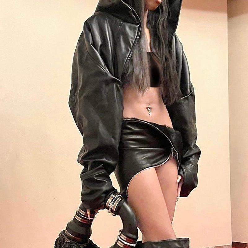 Boho Irregular One-Sleeve Hooded Leather Techwear Arm Warmer Collection