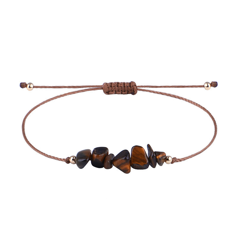 Boho Natural Irregular Stone Adjustable Braided Bracelet | Multi-Color Crystal Beaded Cord Bracelet