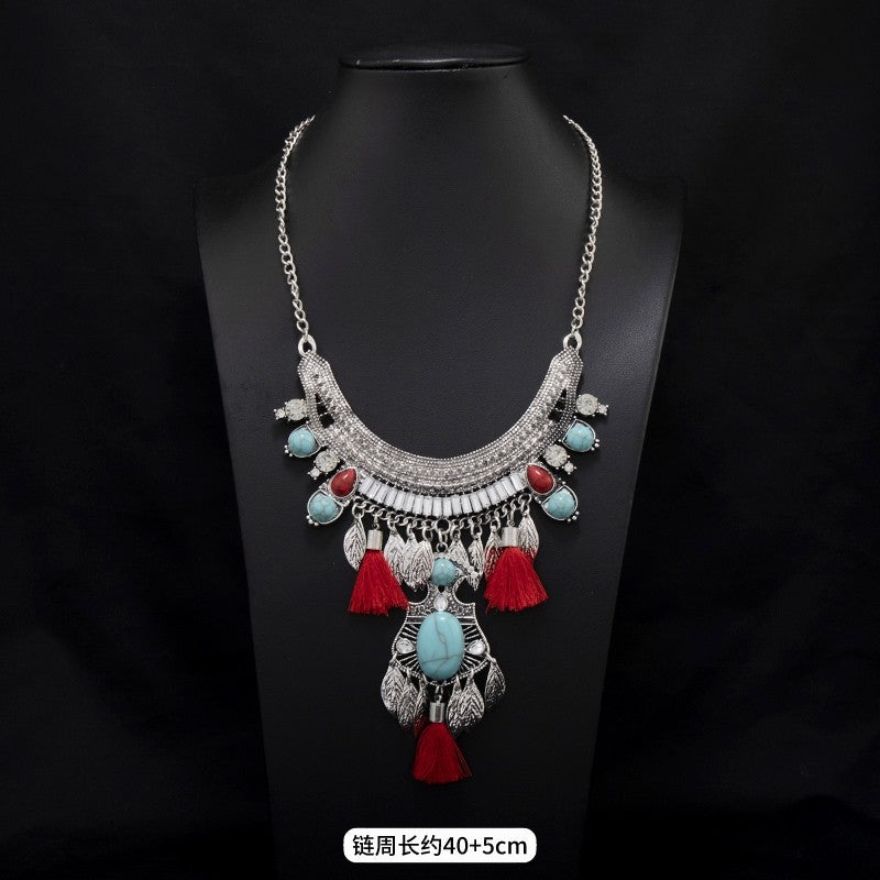 Boho Vintage Ethnic Multi-Layer Tassel Necklace | Niche Design Exotic Style Jewelry