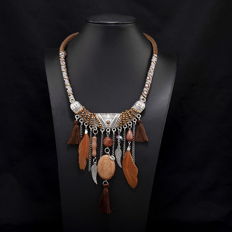 Boho Vintage Ethnic Multi-Layer Tassel Necklace | Niche Design Exotic Style Jewelry