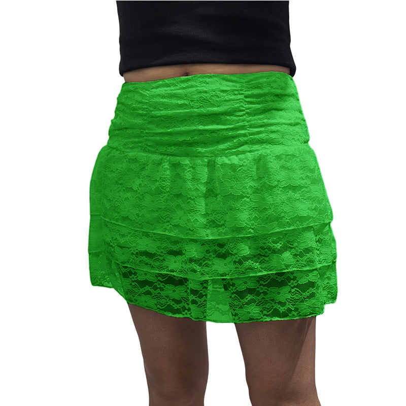 Boho High Waist Mesh Ruffle Mini Skirt
