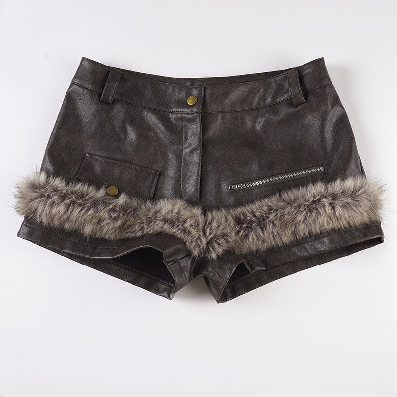 Boho Low-Rise Distressed Faux Leather Mini Shorts Collection