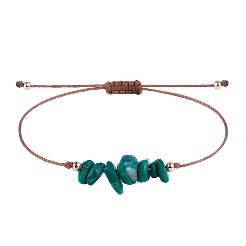 Boho Natural Irregular Stone Adjustable Braided Bracelet | Multi-Color Crystal Beaded Cord Bracelet