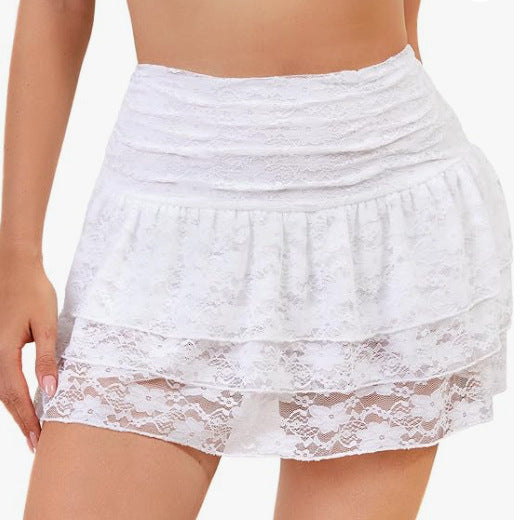 Boho High Waist Mesh Ruffle Mini Skirt