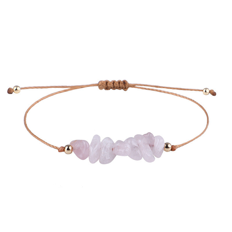 Boho Natural Irregular Stone Adjustable Braided Bracelet | Multi-Color Crystal Beaded Cord Bracelet